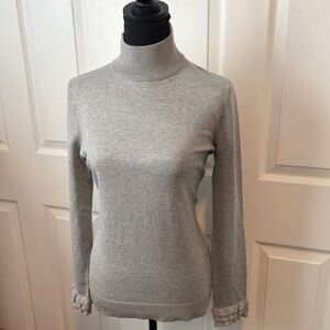 Calvin Klein Classic Grey Sweater with Sparkling Layered Cuffs XS